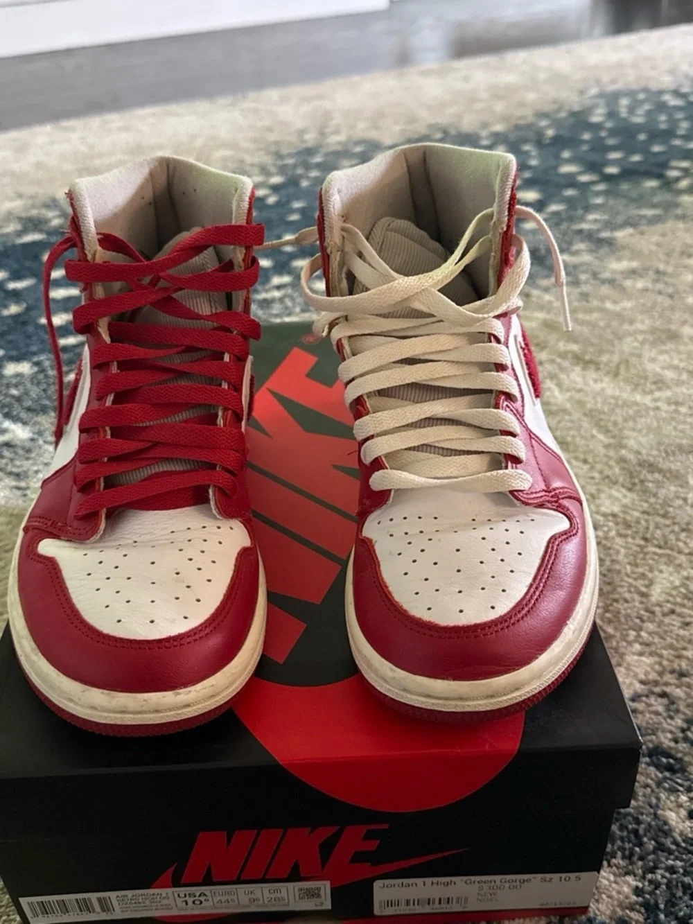Nike Red and White Retro High-Top Sneakers